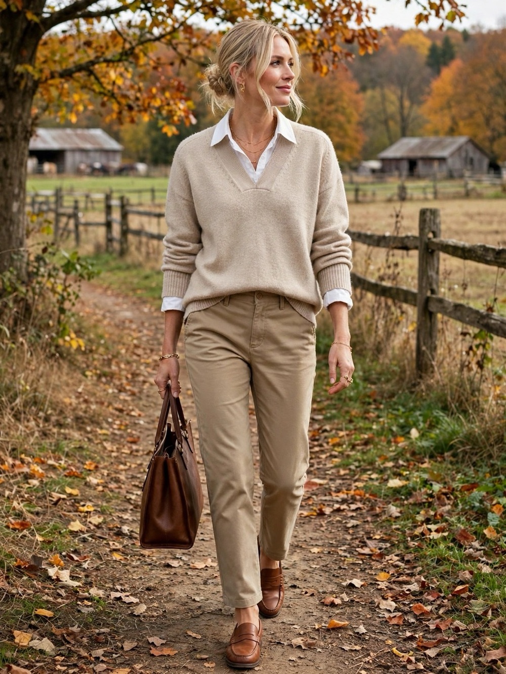 Banana Republic Beige V-Neck Sweater Cotton Wool Blend Relaxed Fit | Size L